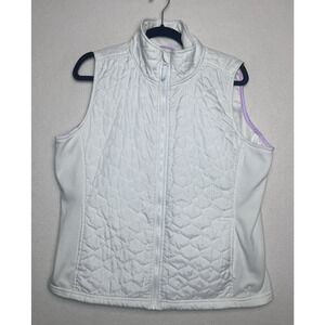 Caribbean Joe Women's White Quilted Puffer Full Zip Vest Size Large